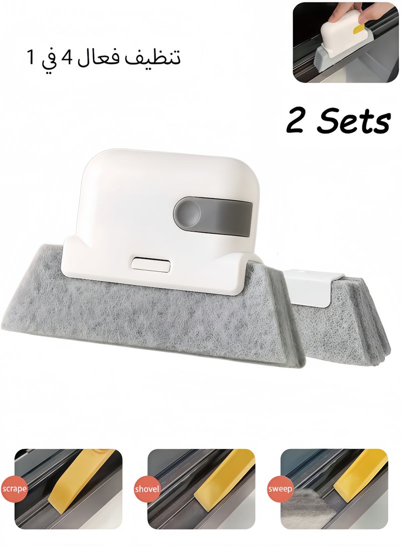 2 Packs Multi-function Window Track Cleaning Brushs with Extra Replaceable Heads, Portable Crevice Cleaner for Window Frames and Sliding Doors - Image 1
