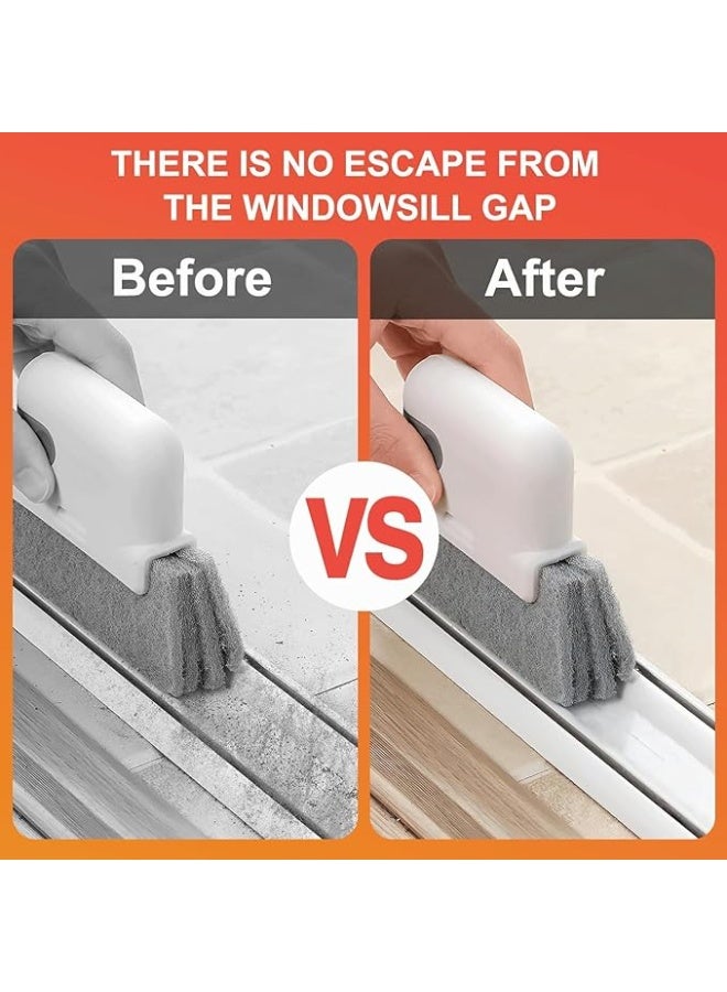 2 Packs Multi-function Window Track Cleaning Brushs with Extra Replaceable Heads, Portable Crevice Cleaner for Window Frames and Sliding Doors - Image 2