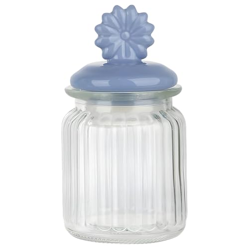 MUAC Decorative Glass Storage Jars with Ceramic Floral Airtight Lids For Storing Spices, Honey, Sugar, Chocolate, Candy, Sweets 300ml, Set of 3 Pcs, Pastel Colors - Image 5