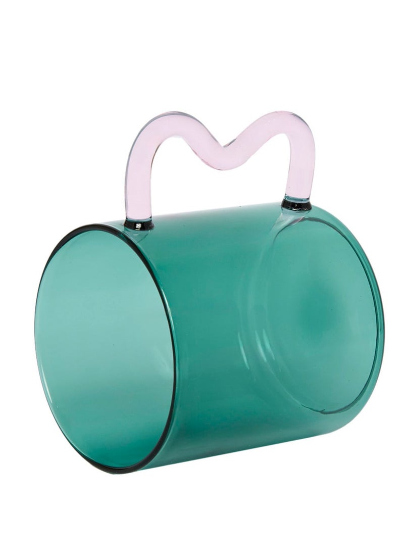 Prickly Pear Decor Curve Handle Glass Mug, Green  - Image 2