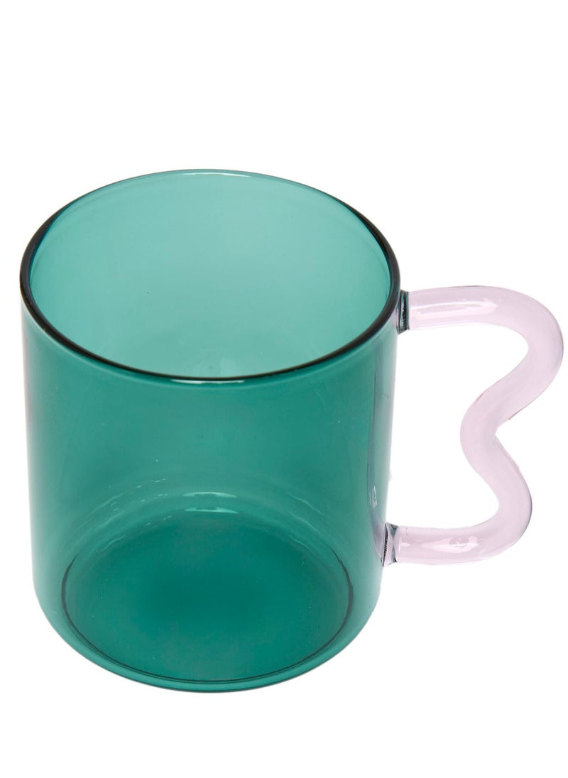 Prickly Pear Decor Curve Handle Glass Mug, Green  - Image 3