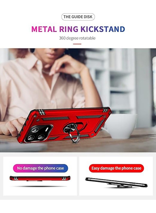 Case for Xiaomi 13 Pro,Shockproof Case ,Anti-Fall Drop Protection ,Tough Armor Hard Phone Cover,Integrated 360 Degree Rotating Ring Kickstand, Red - Image 3