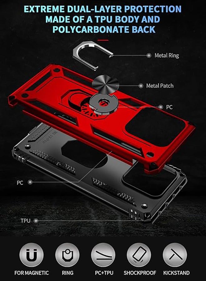 Case for Xiaomi 13 Pro,Shockproof Case ,Anti-Fall Drop Protection ,Tough Armor Hard Phone Cover,Integrated 360 Degree Rotating Ring Kickstand, Red - Image 4