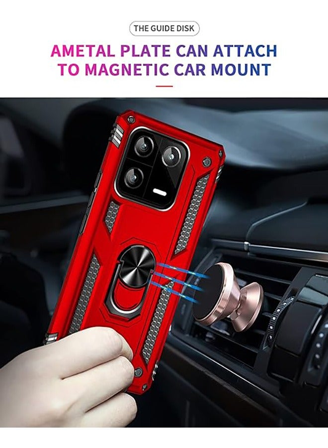 Case for Xiaomi 13 Pro,Shockproof Case ,Anti-Fall Drop Protection ,Tough Armor Hard Phone Cover,Integrated 360 Degree Rotating Ring Kickstand, Red - Image 5