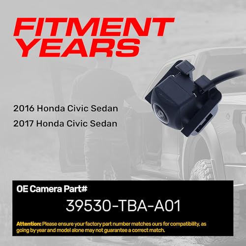 Master Tailgaters Replacement for Honda Civic Sedan (2016-2017) Backup Camera OE Part # 39530-TBA-A01 - Image 2