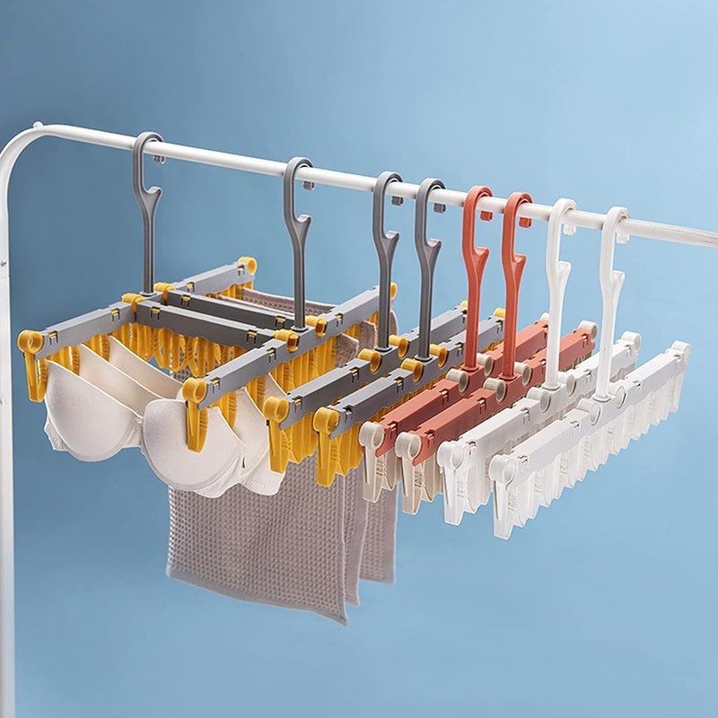 XIBO Portable Folding Clothes Drying Rack with Rotatable Clips 360 Degree Rotatable Plastic Clothes Hanger Stand for Baby Clothes Socks Towel Rack 1 Set - Image 4