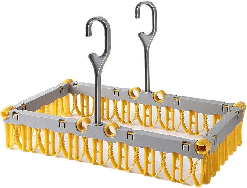 XIBO Portable Folding Clothes Drying Rack with Rotatable Clips 360 Degree Rotatable Plastic Clothes Hanger Stand for Baby Clothes Socks Towel Rack 1 Set - Image 1