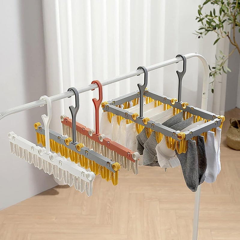 XIBO Portable Folding Clothes Drying Rack with Rotatable Clips 360 Degree Rotatable Plastic Clothes Hanger Stand for Baby Clothes Socks Towel Rack 1 Set - Image 5