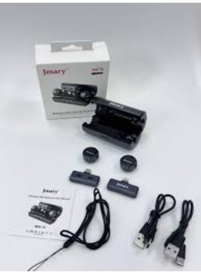 Jmary MW-19 Wireless Microphone 2-in-1 system offers a dual-microphone setup with universal compatibility (Type-C and Lightning - Image 3