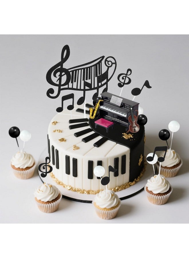 Knana 22Pcs Music Cake Toppers Piano Violin Cake Decorations Musical Notes Decorations for Party Supplies - Image 4