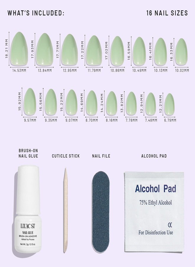 Lilac St. Lilac St - Press on Nails, Eden (30 Nails, 15 Sizes) - Short, Almond, Glossy, Opaque - Brush-On Nail Glue, Nail File, Cuticle Stick, Prep Pad - Cruelty Free, Vegan, Women Founded - Image 5