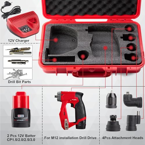 YDEPLVEO Hard Case for Milwaukee M12 Fuel Installation Drill/Driver Kit & Accessories (2505-22) | High-Density Foam | Durable Protective Carrying Storage Tool Box Organizer | (CASE ONLY) - Image 2