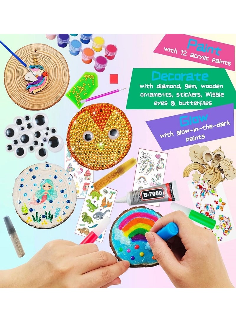 Wooden Painting Craft Kit-Glow in The Dark- Arts and Crafts for Kids Ages 6-12 Wood Slices with Art Activitiy Supplies, Wood Crafts for Boys Girls Party Gift - Image 5