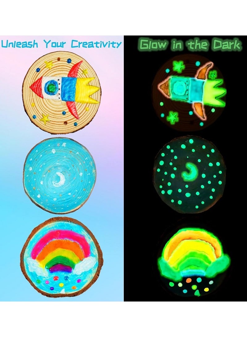 Wooden Painting Craft Kit-Glow in The Dark- Arts and Crafts for Kids Ages 6-12 Wood Slices with Art Activitiy Supplies, Wood Crafts for Boys Girls Party Gift - Image 3