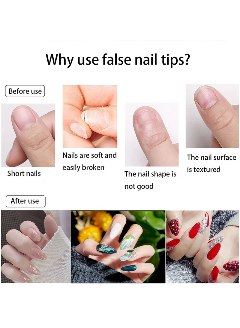 500 Pcs Clear False Nails, Coffin Nail Tips Full Cover, Clear Acrylic False Nails with Case, Fake Nail Tips for Poly Nail Extension Nail Art DIY Home, 10 Sizes (Clear) - Image 5