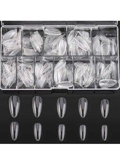 KHAJUL 500 Pcs Clear False Nails, Coffin Nail Tips Full Cover, Clear Acrylic False Nails with Case, Fake Nail Tips for Poly Nail Extension Nail Art DIY Home, 10 Sizes (Clear)  - Image 1