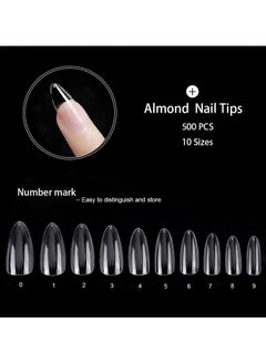 KHAJUL 500 Pcs Clear False Nails, Coffin Nail Tips Full Cover, Clear Acrylic False Nails with Case, Fake Nail Tips for Poly Nail Extension Nail Art DIY Home, 10 Sizes (Clear)  - Image 3