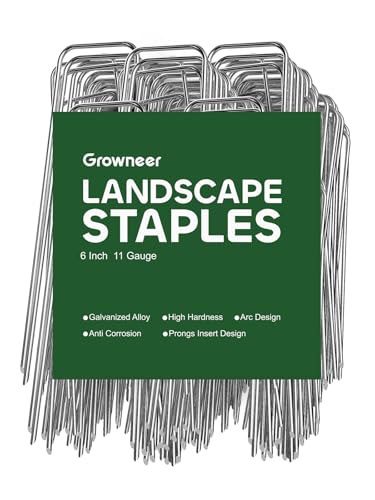 GROWNEER 50 Pack Landscape Staples 6 Inch Heavy Duty Hot-Dip Galvanized Steel Garden Stakes U-Shaped Weed Barrier Spikes Metal Ground Pins for Lawn and Yard Landscaping - Image 1
