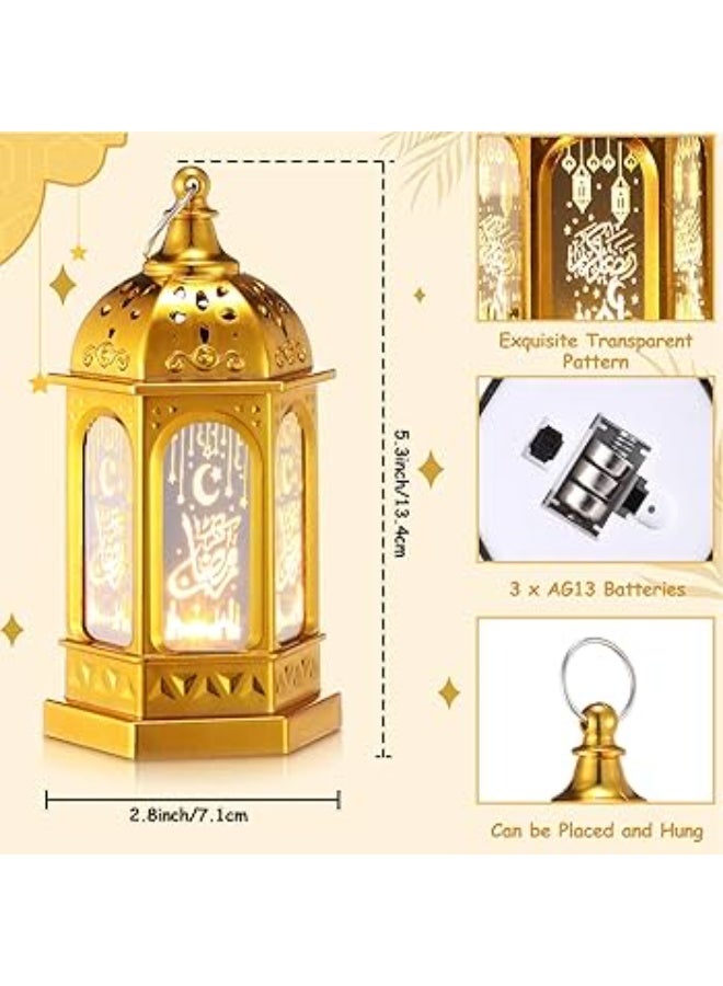 فانوس رمضان بعليقة زينة رمضان، أضواء العيد، فانوس شموع ذهبي لعيد مبارك، هدايا للأطفال للمنزل، الطاولة، الشجرة، الحفلات، الشرفة (ذهبي ) 12 سم عدد 1 - Image 2