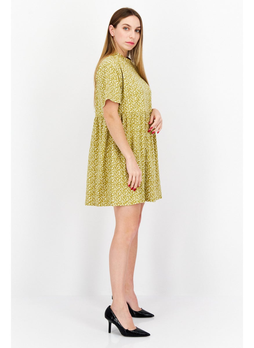 rvca Women Floral Print Mini Dress, Olive  - Image 2