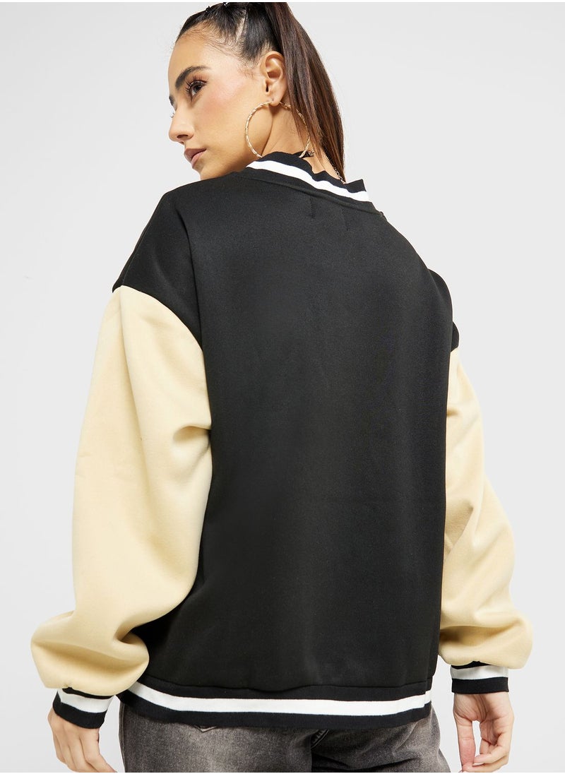 Ginger - Colorblock Baseball Varsity Jacket - Image 1