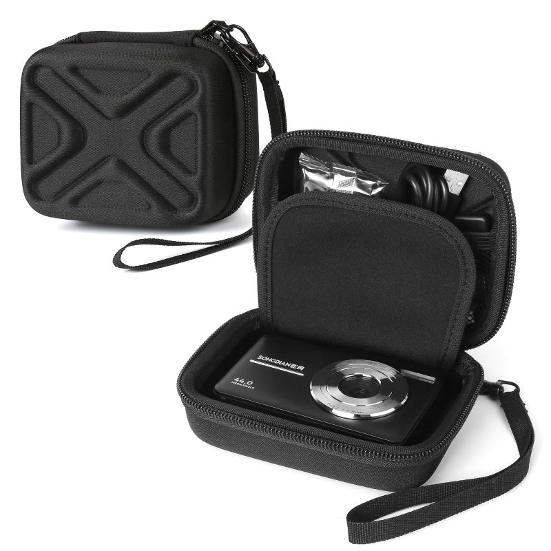 BLK8IGHT Digital Camera Case for AbergBest 21 Mega Pixels 2.7" LCD Rechargeable HD/Kodak Pixpro/Canon PowerShot ELPH 180/190/Sony DSCW800/DSCW830 Cameras, Travel Carrying Protective Case for Camera- Black - Image 1