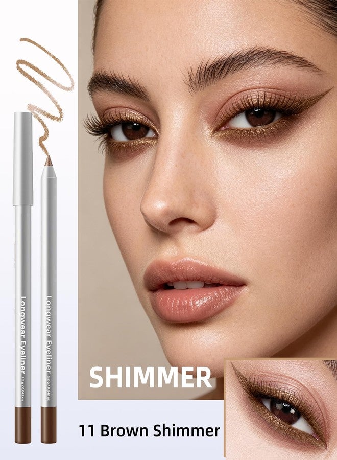 DuaTana Glitter Waterline Gel Eyeliner Pencil, Longwear Brown Shimmer Eyeliner Pencil Waterproof& Smudge Proof Creamy Smooth Eye Liner,Retractable Eye Liner Brightener Pen Crayon Eyes Makeup Gift for Women-11 - Image 2
