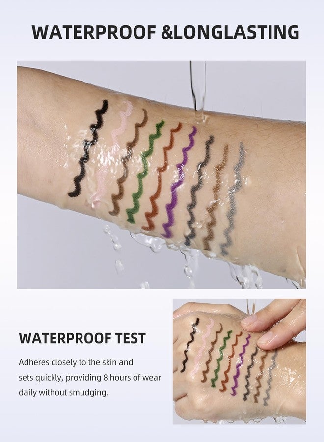 DuaTana Glitter Waterline Gel Eyeliner Pencil, Longwear Brown Shimmer Eyeliner Pencil Waterproof& Smudge Proof Creamy Smooth Eye Liner,Retractable Eye Liner Brightener Pen Crayon Eyes Makeup Gift for Women-11 - Image 4