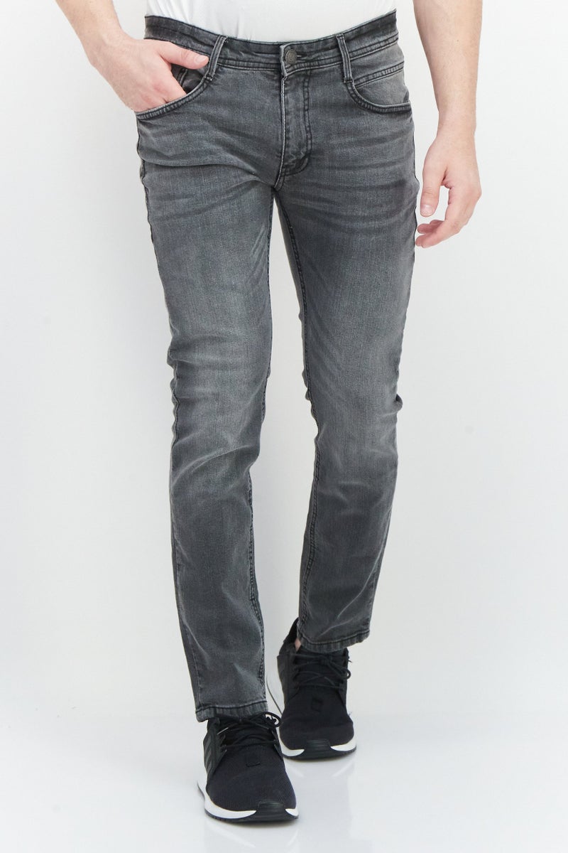 DUCK AND COVER Men Slim Fit Stretchable Washed Denim Jeans, Grey - Image 1