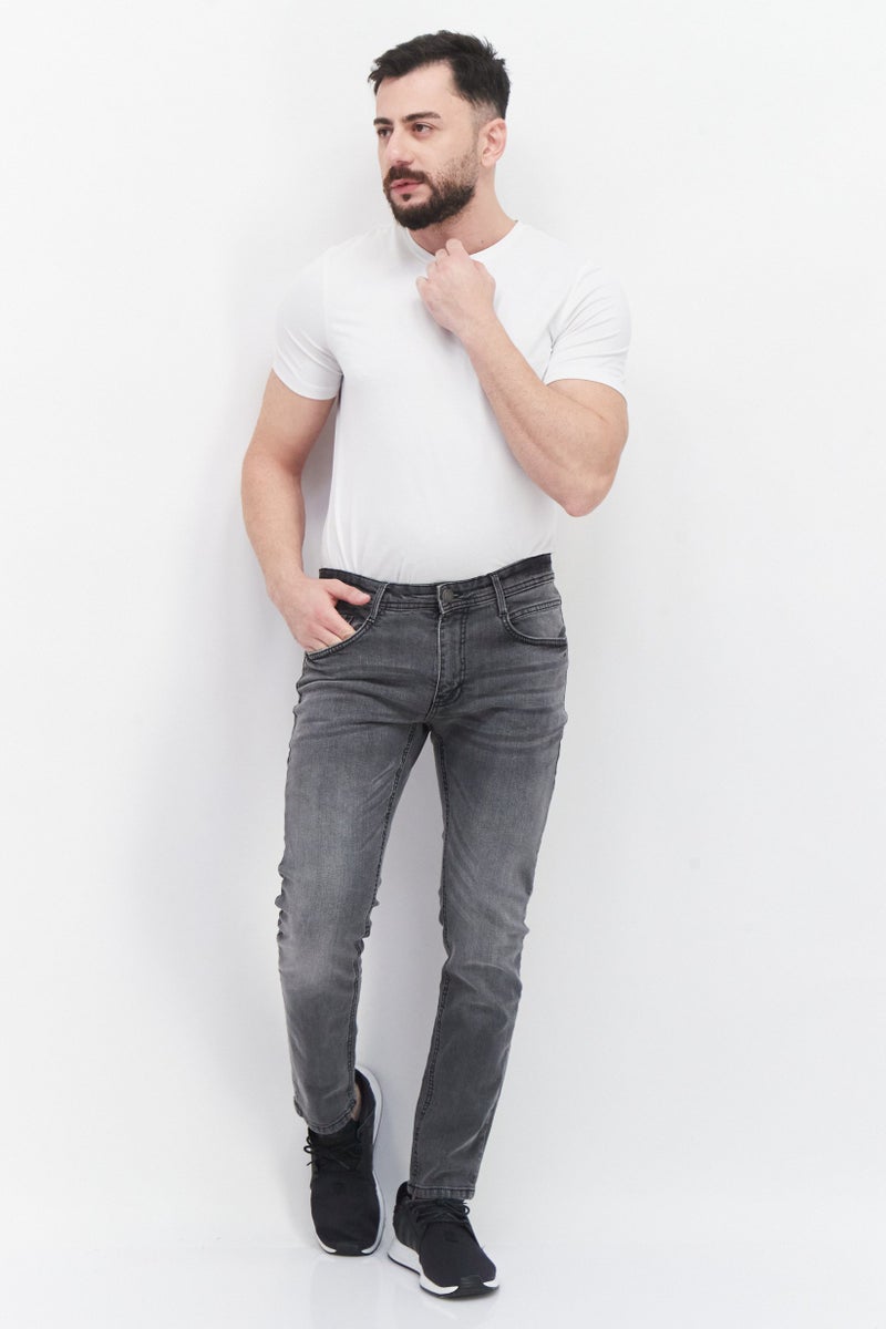 DUCK AND COVER Men Slim Fit Stretchable Washed Denim Jeans, Grey - Image 4