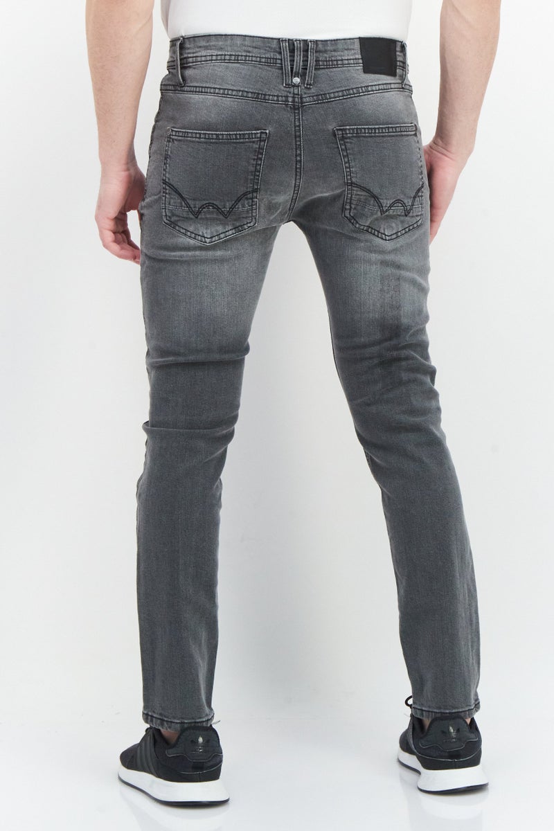 DUCK AND COVER Men Slim Fit Stretchable Washed Denim Jeans, Grey - Image 3