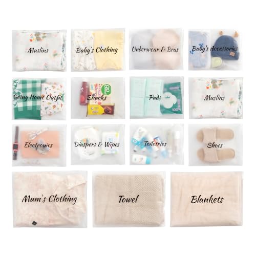 MANWU 14pcs Hospital Bags essentials for Labor and Diaper,Mom hospital bags Maternity Essentials,Maternity Organiser baggie,shower gift - Image 1