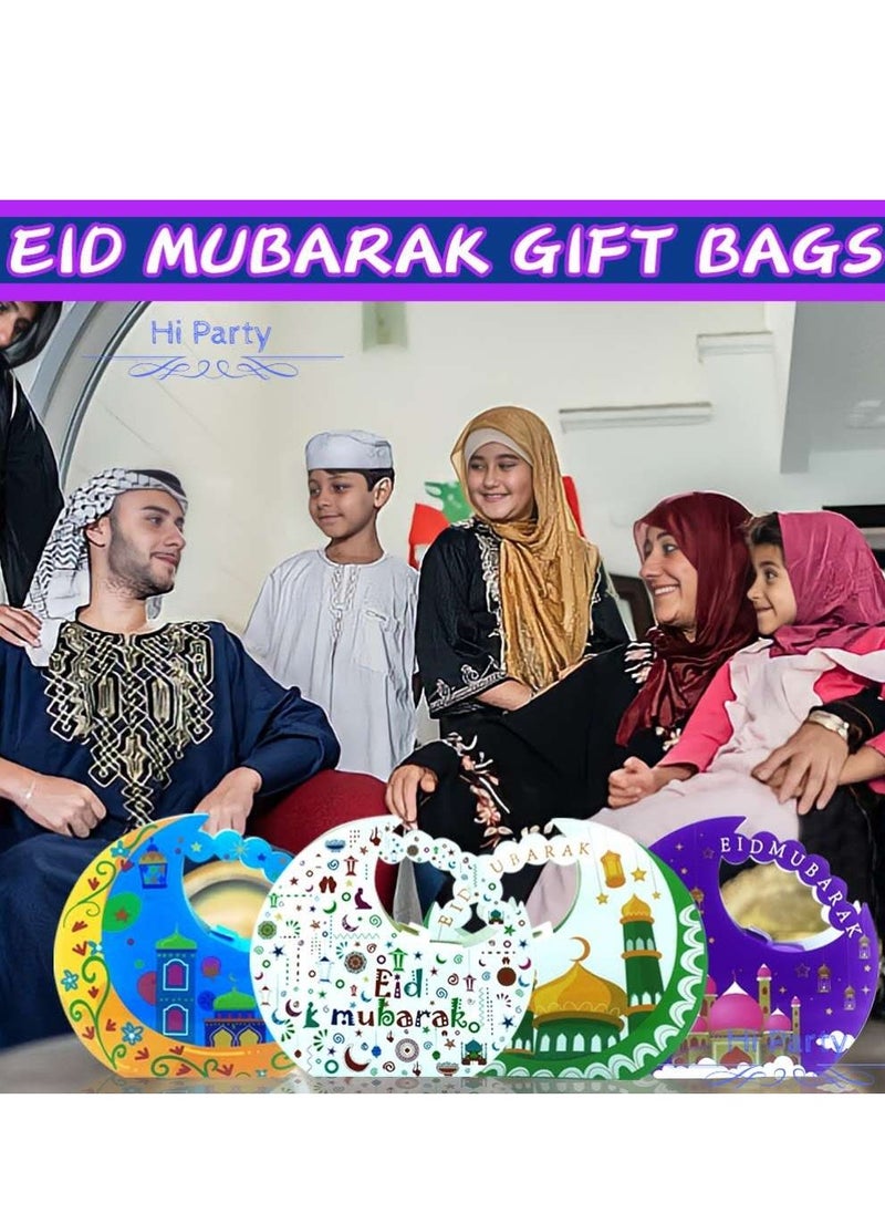 Genetic 32 Pieces Decorative Moon-Shape Paper Gift Box Eid Mubarak Candy Cookie Sweets Package Boxes Eid Party Decoration Celebration 4 Designs  - Image 2