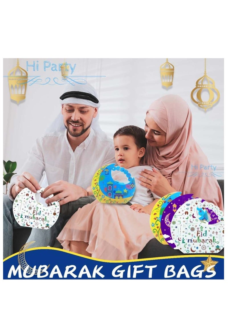 Genetic 32 Pieces Decorative Moon-Shape Paper Gift Box Eid Mubarak Candy Cookie Sweets Package Boxes Eid Party Decoration Celebration 4 Designs  - Image 4