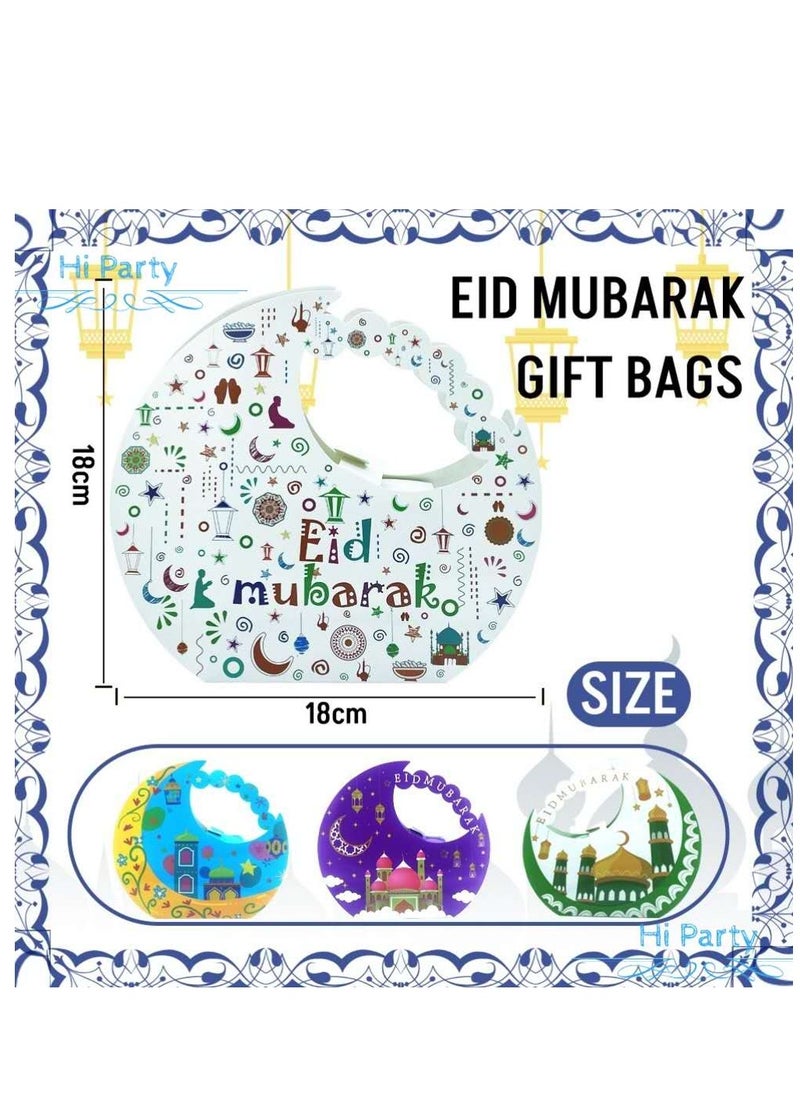 Genetic 32 Pieces Decorative Moon-Shape Paper Gift Box Eid Mubarak Candy Cookie Sweets Package Boxes Eid Party Decoration Celebration 4 Designs  - Image 5