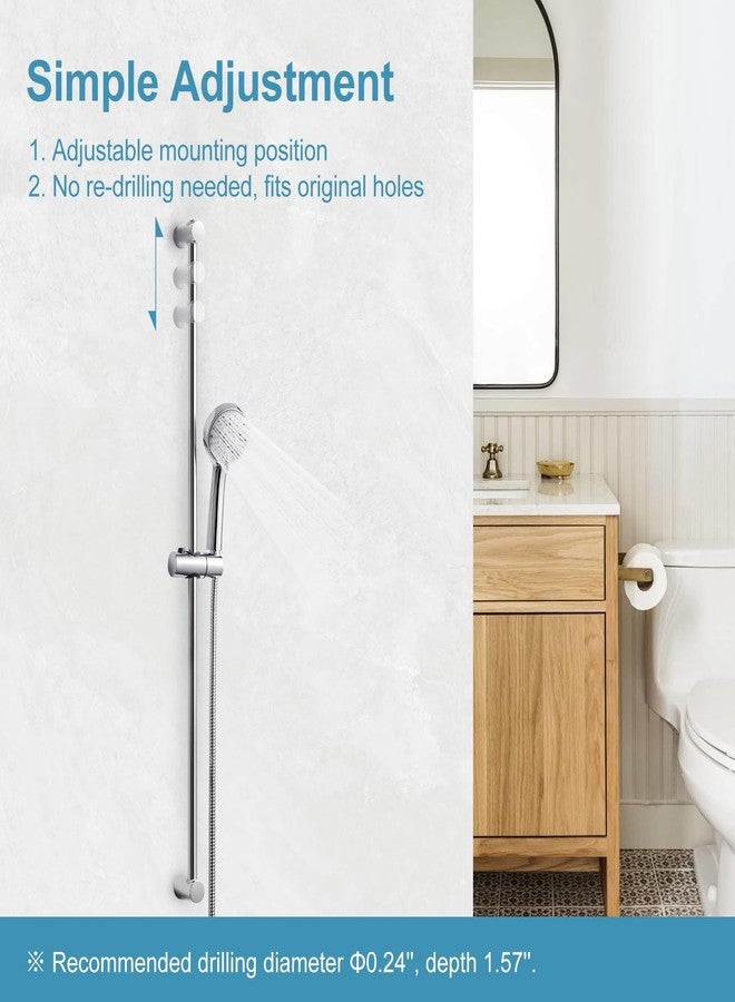 OFFO Shower Slide Bar, 40 in Slide Bar with Adjustable Handheld Shower Head Holder for Bathroom Wall Mounted, Chrome Finish - Image 2