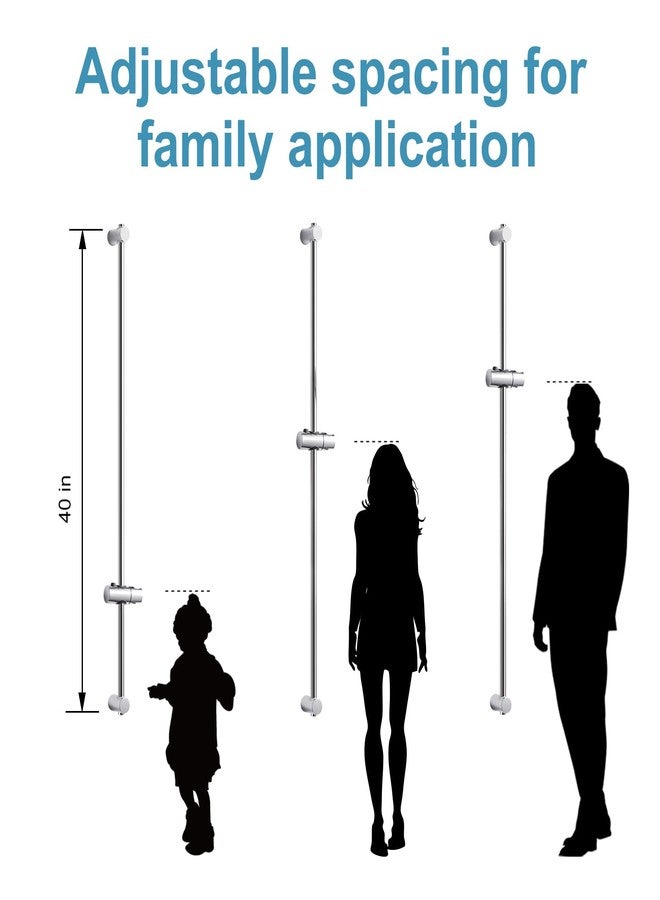 OFFO Shower Slide Bar, 40 in Slide Bar with Adjustable Handheld Shower Head Holder for Bathroom Wall Mounted, Chrome Finish - Image 3