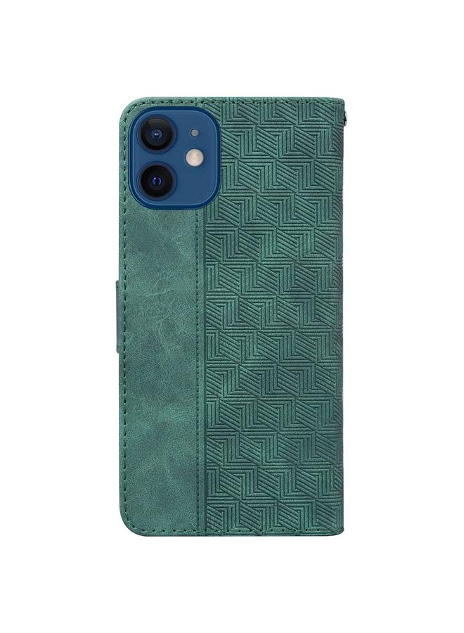 زبون جراب لهاتف iPhone 12 mini مصنوع من الجلد المنقوش هندسيًا - Image 3