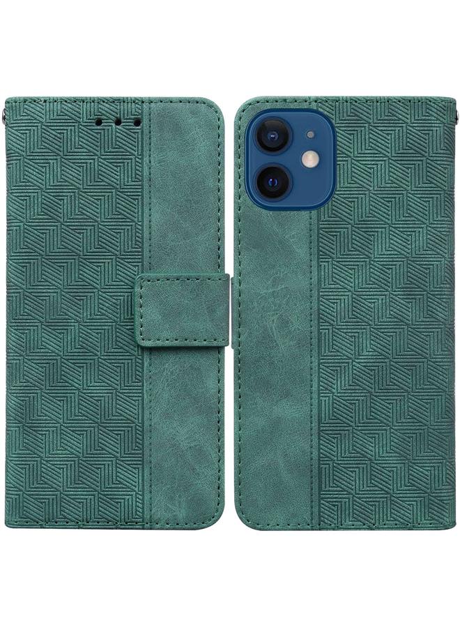 زبون جراب لهاتف iPhone 12 mini مصنوع من الجلد المنقوش هندسيًا - Image 1