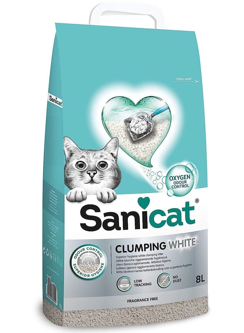 Sanicat Clumping White Fragrance Free Cat Litter 8L