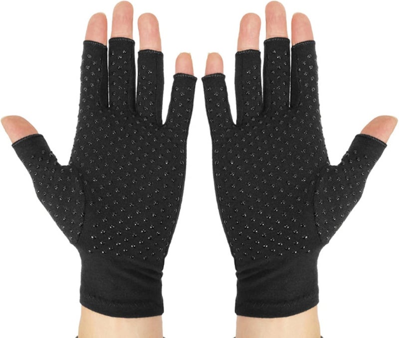 Compression arthritis gloves, 3D elastic package with uniform pressure for cycling driving fitness daily health care, half finger breathable comfortable (M) - Image 1