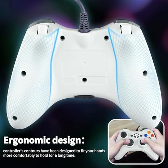 OSTENT WIRED CONTROLLER GAMEPAD FOR MICROSOFT XBOX 360 CONSOLE PC COMPUTER VIDEO GAME COLOR WHITE - Image 3