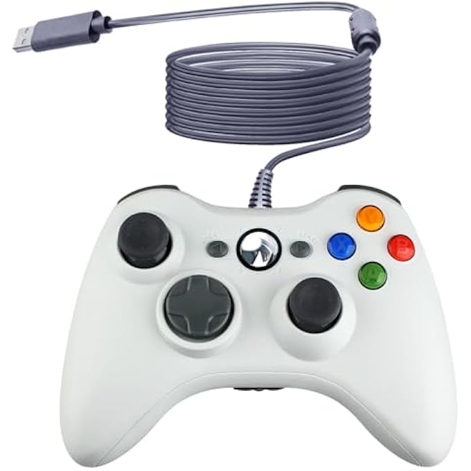 OSTENT WIRED CONTROLLER GAMEPAD FOR MICROSOFT XBOX 360 CONSOLE PC COMPUTER VIDEO GAME COLOR WHITE - Image 1