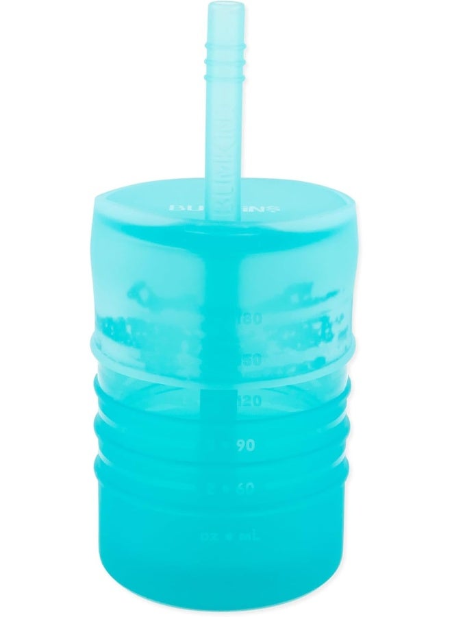 Bumkins Baby and Toddler Cups, Sippy Cup with Straw, Spill Proof, Transition Cup for Babies Ages 1 Year Up, Sip from Lid, Straw or Cup, Platinum Silicone, Holds 7oz - Image 1