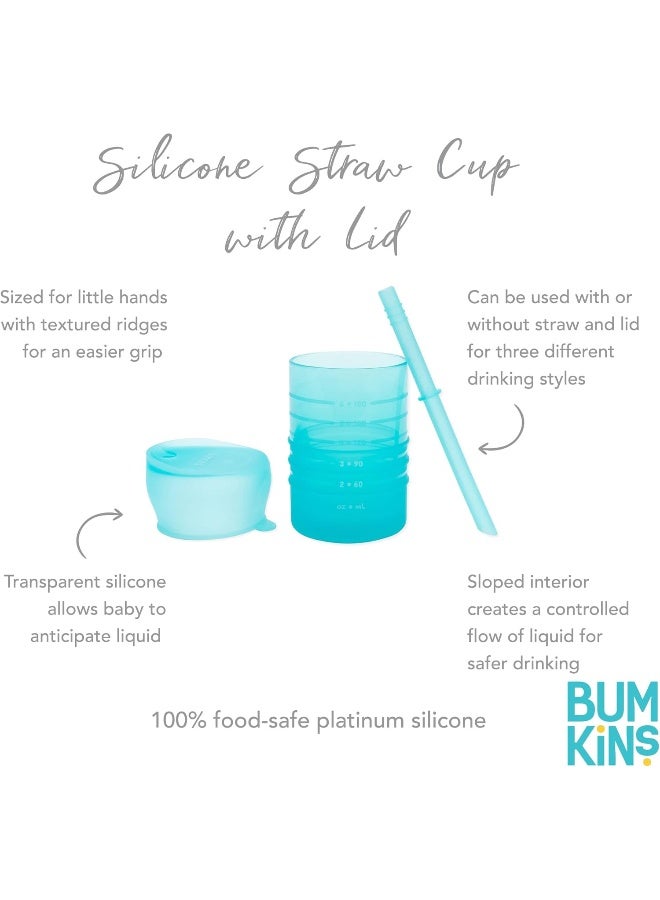 Bumkins Baby and Toddler Cups, Sippy Cup with Straw, Spill Proof, Transition Cup for Babies Ages 1 Year Up, Sip from Lid, Straw or Cup, Platinum Silicone, Holds 7oz - Image 5