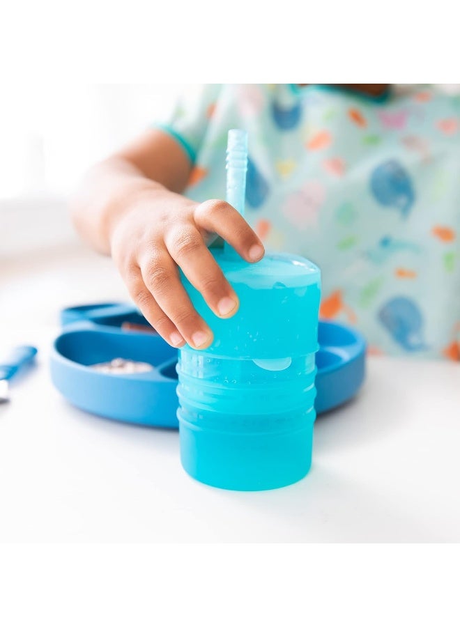 Bumkins Baby and Toddler Cups, Sippy Cup with Straw, Spill Proof, Transition Cup for Babies Ages 1 Year Up, Sip from Lid, Straw or Cup, Platinum Silicone, Holds 7oz - Image 2