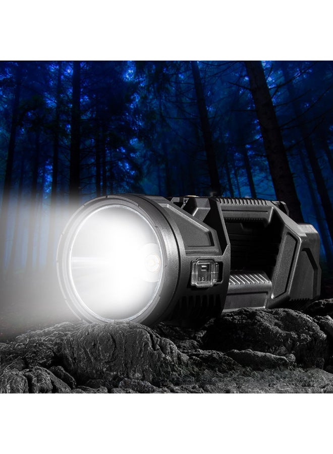 P70 Strong Light Searchlight Outdoor Multi-function Lighting LED Flashlight Long-range Charging Strong Light Portable Lamp-Color:W5161-3 Trumpet Armored Portable Lamp  - Image 4