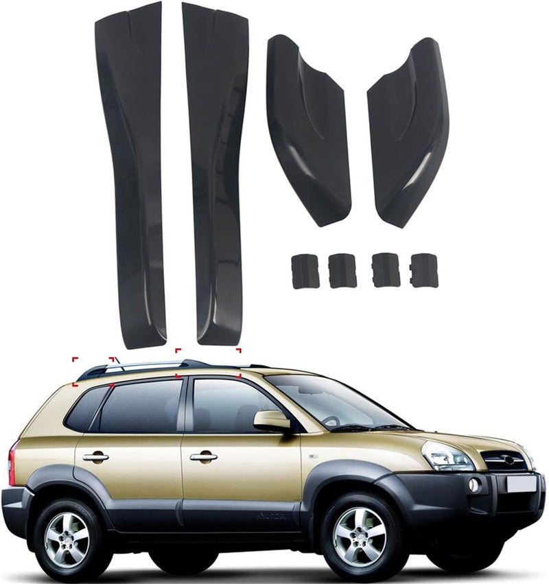 L2R for Hyundai Tucson 2004 2005 2006 2007 2008 Car Roof Rails Rack Leg Cover End Cap Protector Cover Glossy Black Exterior Accessories 8PCS - Image 1