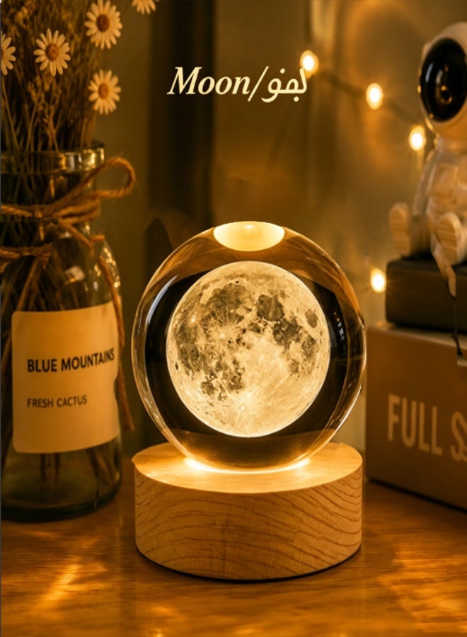 Arabest 3D Illuminated Crystal Ball - Night Light for Kids & Women, Decorative Artpiece, Gift for Ramadan/Anniversary/Graduation/Birthday/Valentine's Day, Girls Small Decorative Lamp - Image 1