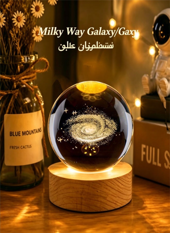 Arabest 3D Illuminated Crystal Ball - Night Light for Kids & Women, Decorative Artpiece, Gift for Ramadan/Anniversary/Graduation/Birthday/Valentine's Day, Girls Small Decorative Lamp - Image 2